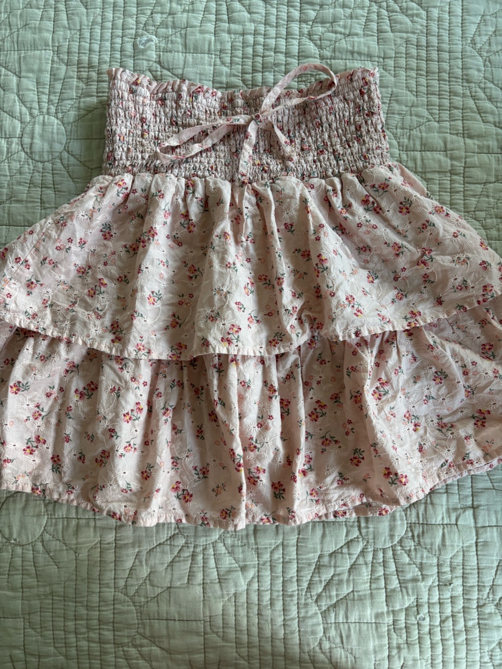 BeBop Blush Pink Floral Eyelet Tiered Skirt